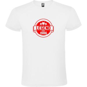 Wit T-Shirt met “Legend sinds 1986 “ Afbeelding Rood Size M