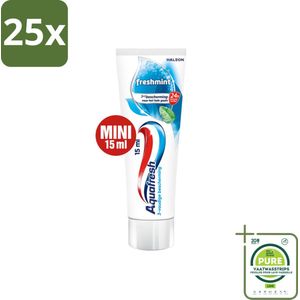 25 x Aquafresh Freshmint 3in1 Mini 15 ml - Grootverpakking - Tandpasta - Aquafresh - Freshmint - Fluoride - Tandplak