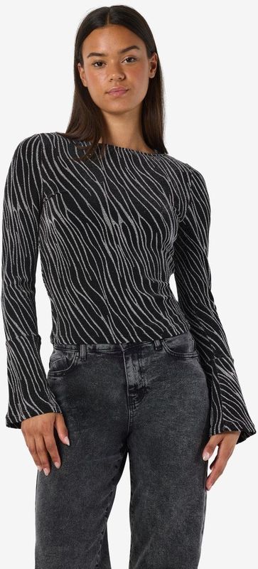 Noisy may - Nmgilly Boatneck - T-shirt - Zwart - Dames