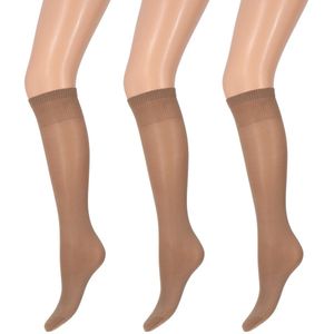 Marianne - Dames Kneehighs Shiny Panty - 35Den - 3-Pack - Maat One Size - Muscat