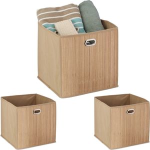 3x opbergmand bamboe - opbergbox opvouwbaar - badkamermand - speelgoedmand