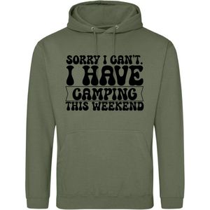 Camping hoodie - Hoodie Army-Legergroen - Sorry I can't I have camping this weekend - Dames en Heren - Maat M