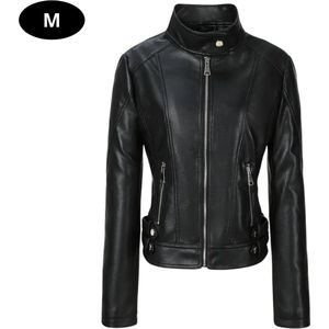 Livano Leren Jas - Leather Jacket - Lederen Jas - Bomberjack - Pilotenjack - Blazer - Biker - Motorjas - Motormuis - Dames - Zwart M