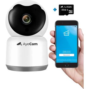 AyeCam Huisdiercamera - Met App - Incl. 32GB SD - WiFi - Beweeg & Geluidsdetectie - Beveiligingscamera - Hondencamera