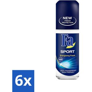 6 x Fa - Sport - Deodorant Roller - Energizing Fresh - 50 ml - Deodorant - Antitranspirant - Sport Deodorant - Langdurige Frisheid - 24 Uur Bescherming