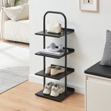 en.casa - Schoenenrek - Zwart - 4 Planken - 96x34x32 cm