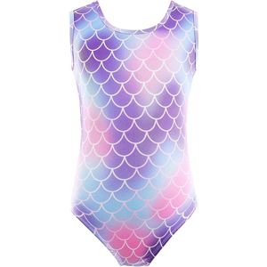 Kinderpakje Meisjes Turnpakje Mouwloos Balletdanskleding Paars 120 - Maat 120 voor Meisjes van 6-8 Jaar - Lengte 120-130 cm