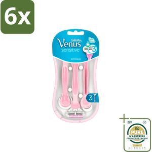 Gillette Venus - Sensitive - Wegwerp Scheermesjes - 3 Scheermesjes - Voordeelverpakking - 6 stuks - Gevoelige huid - Gladde scheerbeurt