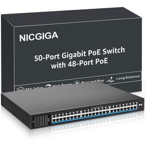48 Poorts Gigabit PoE Switch - Onbeheerd, 400W, 2 x 1G SFP, Ideaal voor Desktop of Rackmount