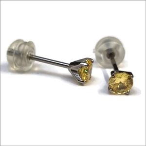 Aramat jewels ® - Ronde titanium oorbellen zirkonia geel 4mm