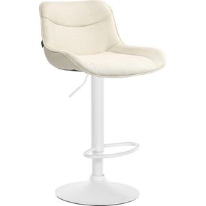 CLP Vonore Barkruk - Met rugleuning - Met voetensteun - Verstelbaar - Metalen frame - Stof - creme wit