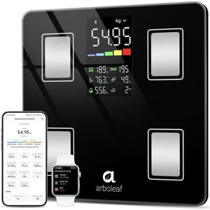 Digitale Personenweegschaal met App en Groot LED-Display – Nauwkeurige Bluetooth Weegschaal tot 180 kg