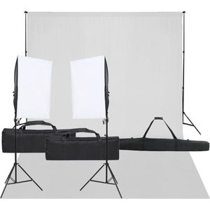 vidaXL Fotostudioset - Verlichtingsset 40 x 60 cm - Flexibel Achtergrondsysteem - 500 x 300 cm wit - Inclusief draagtas - Fotostudio Set
