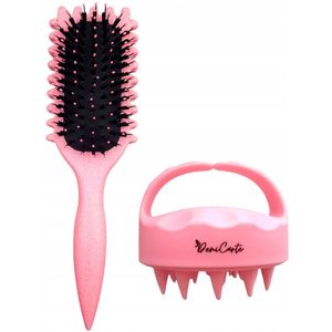 Curling Haarborstel & Hoofdhuid Massager Set - Definiert Lokken