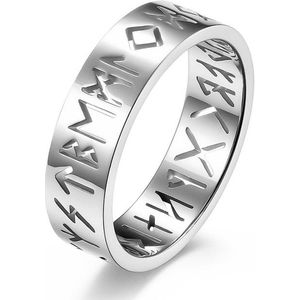 Ring heren dames staal zilver viking kleur - Stalen Ringen zilverkleurig voor mannen en vrouwen van Mauro Vinci - met Geschenkverpakking - Sieraden voor de Man - Maat 11