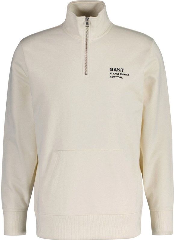 GANT - Script Graphic Half Zip Sweatshirt - Crème