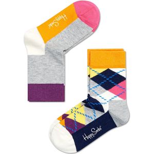 Happy Socks Sokken Kids Socks 2-Pack Argyle Grijs Maat:12-24 mnd