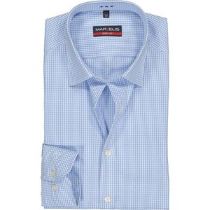MARVELIS body fit overhemd - blauw met wit geruit - Strijkvriendelijk - Boordmaat: 38