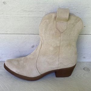 SmileFavorites® Dames Cowboylaarzen met Hak Kort - Beige - Suedine - Maat 40