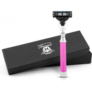 Haryali London 3 Edge Scheermes voor Mannen en Vrouwen - Smart Grip Lichaam & Gezichtsscheermes - Metallic Scheermes voor Mannen - Herbruikbaar Scheermes - Roze
