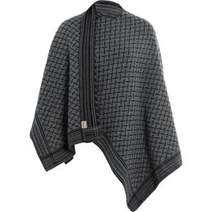 Knit Factory Dusk Omslagvest - Zwart/Antraciet - One Size