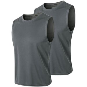 MEETEU 2 Pack Sport Tank Top voor Heren - Mouwloze t-shirts -sportkleding -Herenkleding-Grijs/Grijs-XXL