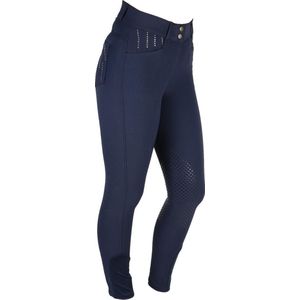 Mondoni Crystal High Waist KG Rijbroek - Maat: 46 - Donkerblauw - Katoen - Paardrijbroek