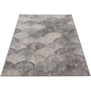 SEHRAZAT Vloerkleed- modern laagpolig vloerkleed, tapijtenloods, geodriehoek patroon, grijs 80x150 cm