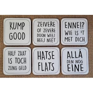 Onderzetter Limburg 1 - glazen onderzetters - onderzetters met leuke Limburgse teksten/uitspraken voor glazen - Limburgs dialect
