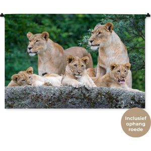Wandkleed Leeuwen - Moeders en welpen Wandkleed katoen 150x100 cm - Wandtapijt met foto