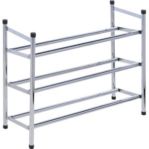 RVS schoenenrek 3 laags 64 cm - Schoenenrekken/schoenenstandaards