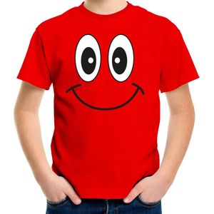 Bellatio Decorations Verkleed t-shirt voor kinderen/jongens - smiley - rood - feestkleding 110/116