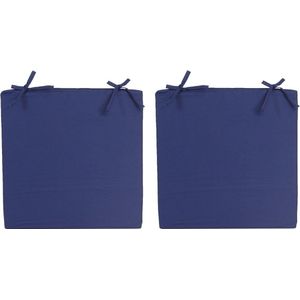 8x stuks stoelkussens voor binnen- en buitenstoelen in de kleur donkerblauw 40 x 40 cm - Tuinstoelen kussens