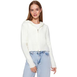 Trendyol Ecru Cropped Boucle Gebreid Vest Twoaw24Hi00370