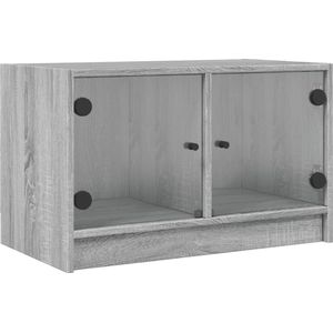 VidaXL-Tv-meubel-met-glazen-deuren-68x37x42-cm-grij - onoma-eiken