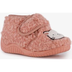 Thu!s meisjes teddy pantoffels met kat roze - Maat 20 - Sloffen
