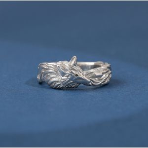 Zilveren ring wolf voor dames, trouwring wolf 925 Zilver