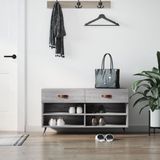 The Living Store Schoenenbank - Grijs Sonoma Eiken - 102x35x55cm - Duurzaam materiaal