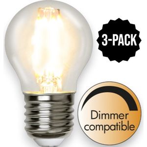 3-Pack | Kogellamp - E27 - 4.2W - Extra Warm Wit - 2700K - Dimbaar - Filament - Helder
