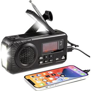 Allora Noodradio Noodradio - Solar Opwindbaar - 1300mAh - Solar powerbank - Zonneenergie - Survival Noodpakket - Zaklamp Oplaadbaar - AM/FM - Noodrantsoen - Zwart