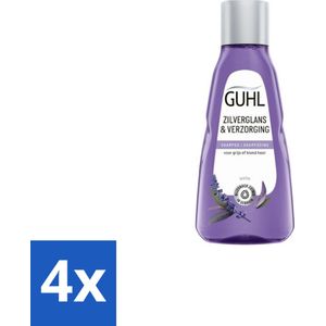 4 x Guhl - Shampoo Mini - Zilverglans & Verzorging - 50 ml - Zilvershampoo - Grijs Haar - Blond Haar - Zilverglans - Haarverzorging
