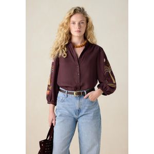 Sissy-Boy - Donkerbruine blouse met embroidery