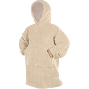 Tiseco - Hoodie COCOON - Deken met Mouwen - Fleece - Unisex - One Size, beige