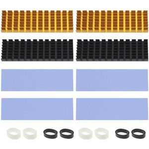 Aluminium koellichaamwe set voor M.2 SSD met siliconen warmtegeleidingspads - 4 stuks