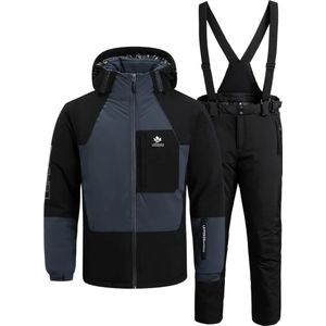 Skipak - SkiBroek - Skijas - Ski Suit - Wintersport - Heren - 2-Delig - Zwart - Maat S