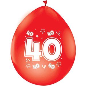 40 jaar Ballonnen robijn rood 8 st dubbelzijdig bedrukt.