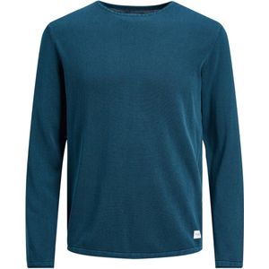 JACK & JONES Leo knit crew neck slim fit - heren pullover katoen met O-hals - middenblauw - Maat: XXL