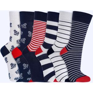 Biologisch katoenen damessokken 36-41 | herensokken 42-47 | thema: maritiem | per 6 paar