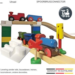 ULROAD 10 stuks rails voor houten treinbaanspoor- geschikt voor brio - bruggen rails adapter-connector, geschikt voor duplo rails stenen, trein-rail bruggen (wit)
