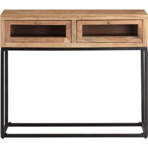 vidaXL Wandtafel 90x35x76 cm Massief Acaciahout Wandtafel - Industrieel Design - Acacia Hout - Salontafel - Entreetafel